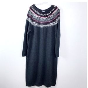 NWT J. Jill Fair Isle Grey  Knit Sweater Dress SZ LG
